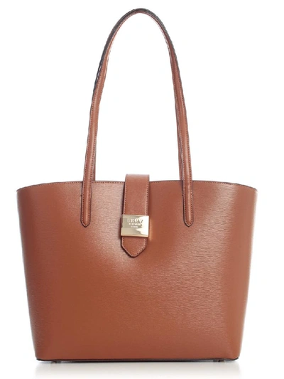 Dkny Lyla Leather Tote, Created For Macy's In Caramel/gold