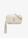 Saint Laurent Mini Lou Quilted Shoulder Bag In White