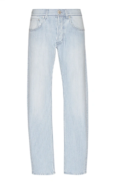 Lanvin Striped Straight-leg Cotton-denim Jeans In Light Wash