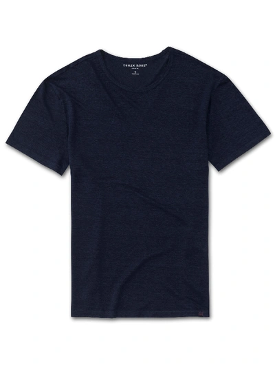 Derek Rose Crewneck Short-sleeve Knit Tee, Anthracite In Navy