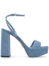 Prada Chunky Heel 125mm Platform Sandals In Blue