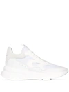 Alexander Mcqueen 50mm Leather Mesh Runner Sneakers In White