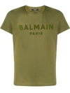 Balmain Flock Logo T-shirt In Green