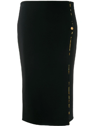 Versace Barocco Print Lined Pencil Skirt In Black