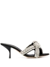 Marco De Vincenzo Marqueuse Stone Satin Sandals In Black