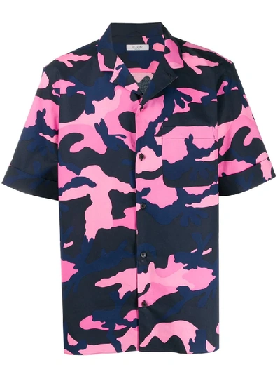Valentino Camouflage Print Short-sleeve Shirt In Pink
