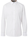 Burberry Sherwood Monogram Motif Slim Fit Stretch Poplin Button-up Shirt In White