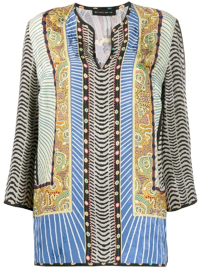 Etro Mixed-print Loose-fit Blouse In Blue