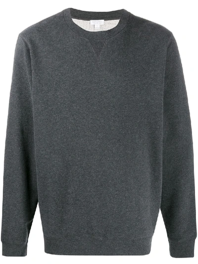 Sunspel Crew Neck Relaxed-fit Sweatshirt In Grey