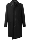 VALENTINO LEATHER COLLAR SINGLE-BREASTED COAT