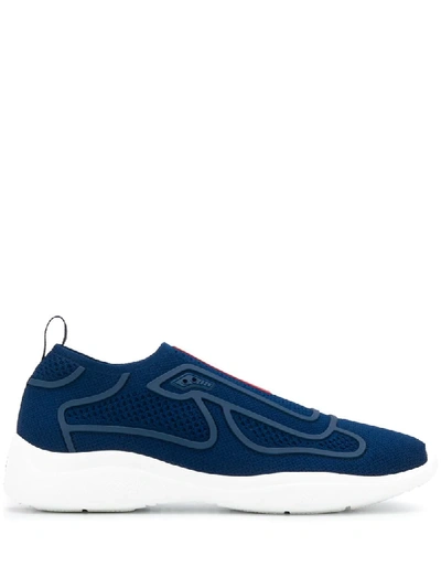 Prada Panelled Low-top Sneakers In Blue