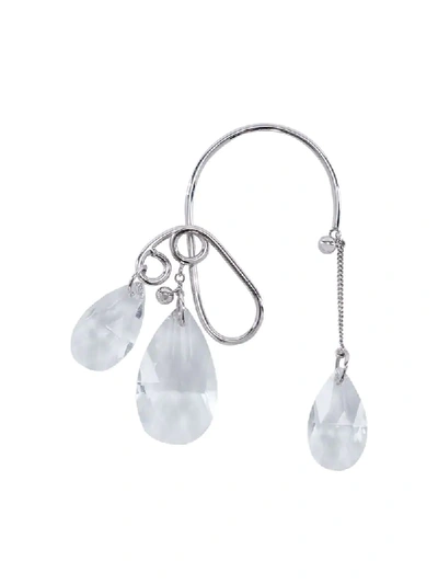 Jw Anderson Crystal-droplet Earcuff In Silver