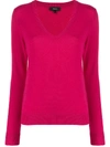 Theory Cashmere Knitted V-neck Jumper In Pink