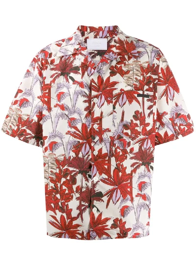 Prada Foliage Print Short-sleeve Shirt In Neutrals