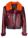 Sies Marjan Shearling Collar Leather Jacket In Red