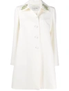 Valentino Embroidered Collar Double-breasted Coat In White