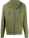 Balmain Embossed Logo Zip-up Hoodie In Green