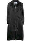 Prada Hooded Coat In Black
