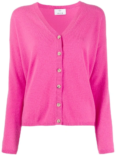 Allude Cashmere V-neck Cardigan In Pink