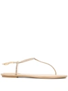 René Caovilla Diana Crystal-embellished Flat Sandals In Neutrals