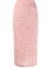 Fendi Ff Print Pencil Skirt In Pink