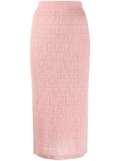 Fendi Ff Print Pencil Skirt In Pink