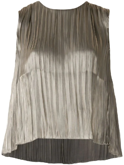 Vince Metallic Effect Pleated Top In Gold