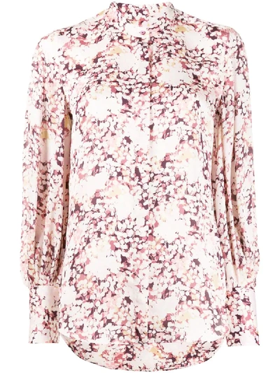 Equipment Floral Print Fitted Cuff Blouse In Pink