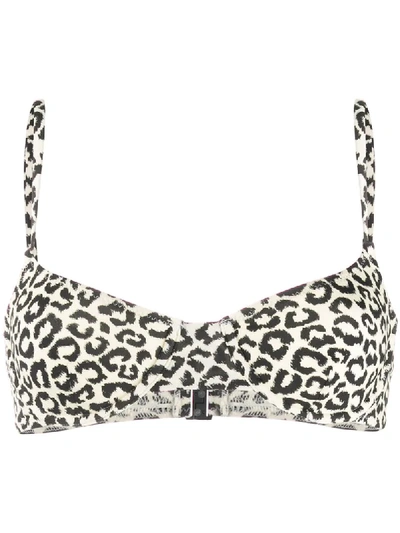 Solid & Striped Leopard Print Bustier Bikini Top In Yellow