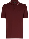 Z Zegna Stripe Detail Cotton Blend Polo Shirt In Burgundy