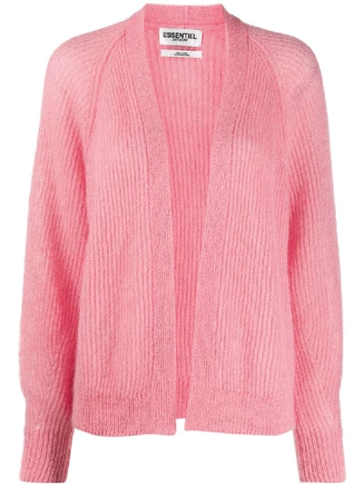 Essentiel Antwerp Long Sleeve Cable Knit Cardigan In Pink