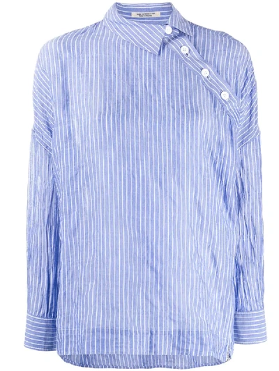 Yohji Yamamoto Oversized Asymmetric Shirt In Blue