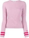 Valentino Ribbed Crew Neck Vltn Jumper In Pink