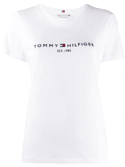 Tommy Hilfiger Logo-embroidered Crew Neck T-shirt In White