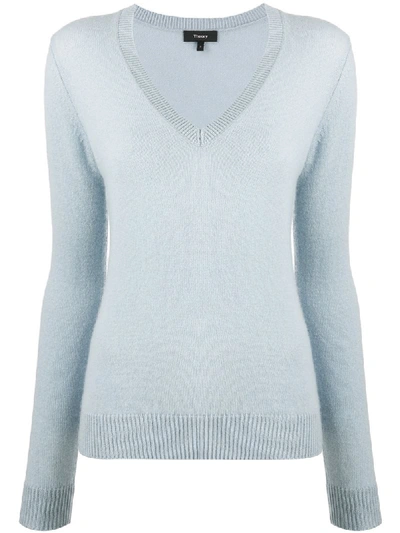 Theory Cashmere Knitted Jumper In Blue