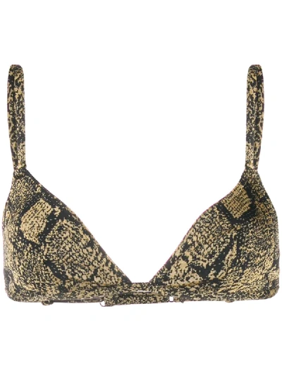 Solid & Striped Snakeskin Print Bikini Top In Yellow