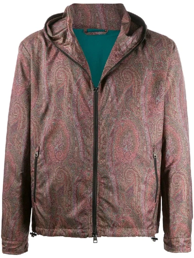 Etro Hooded Paisley Pattern Jacket In Red