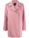Theory Double-breasted Fitted Coat In Pink