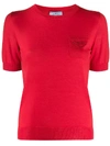 Prada Logo Print T-shirt In Red