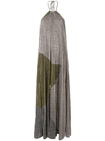 Suboo Luna Pleated Maxi Dress In Metallic