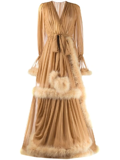 Dolce & Gabbana Wrap Style Maxi Dress In Brown