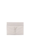 Saint Laurent Monogram Plaque Cardholder In Grey