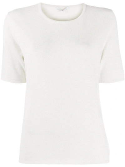 Agnona Metallized Knitted T-shirt In White