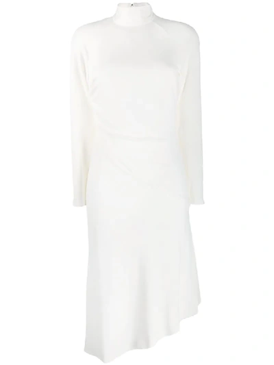 Tom Ford High-neck Asymmetric Midi Dress In White