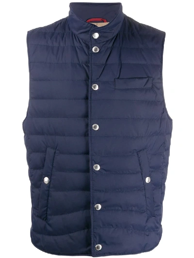 Brunello Cucinelli Quilted Boxy-fit Gilet In Blue