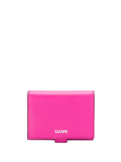 Ganni Portemonnaie Mit Logo In Shocking Pink