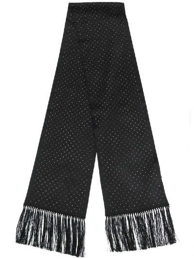 Saint Laurent Ysl Monogram Silk & Wool Scarf In Black
