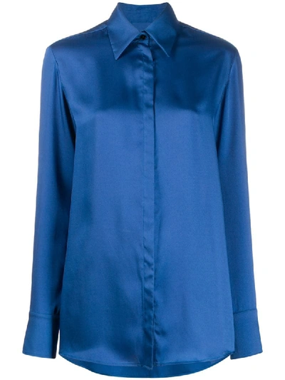 Victoria Beckham Split Cuff Shirt In Blue