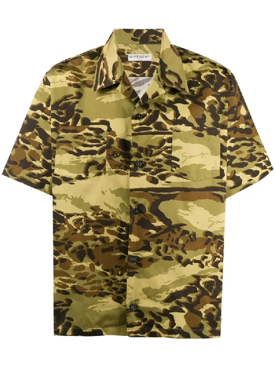 Givenchy Camouflage Relaxed-fit Cotton Poplin Shirt In Green