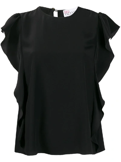 Red Valentino Redvalentino Woman Ruffled Satin-crepe Top Black In No